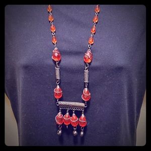 Women's fashion statement necklace red and black